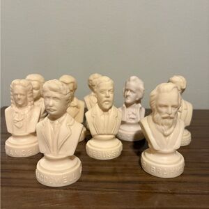 Lot Of 9 Vintage Vinyl Halbe Composer Busts Cream White KITSCHY MUSIC GIFT- READ